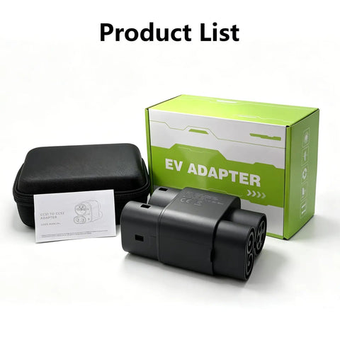 Heavy Duty Ccs1 To Ccs2 Adapter For Electric Vehicles Delivering 1000V 500A Dc Fast Charging in black storage case and box.