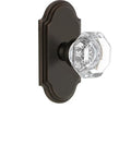 Arc Plate Dummy Door Knob Featuring Chambord Crystal Handle In Timeless Bronze Solid Forged Brass For Hassle Free Push Pull Doors