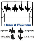 Four Unique Animal Silhouette Targets With Auto Reset Spinning Design For Nonstop Shooting Practice In.177 And.20 Caliber Realistic Life Like Targets To Sharpen Accuracy showing four silhouettes mounted on a frame
