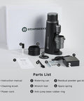 Parts list of Premium Electric Coffee Grinder With 48MM Conical Burrs, includes tools and accessories for usage.