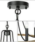 Five Light Farmhouse Chandelier With Vintage Candle Look Black Finish for Dining Room Living Room Kitchen and Bedroom