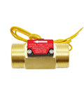Three Quarters Inch BSPT Hall Effect Water Flow Switch With Brass Body 1 To 50 Liters Per Minute For Humidifiers Showers And Water Heaters