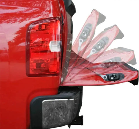 Heavy Duty Tailgate Assist Fits 2015 To Current Ford F150 showing tailgate open motion with hydraulic cushion details.