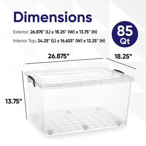 Badass Heavy Duty Clear Storage Bins With Slick Rolling Wheels 2 Pack 85 Qt Hella Spacious Stackable Design For Home Garage And Closets Smoothly Organizes Linen Tools Clothes Gear