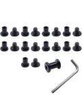 Dead Simple Stainless Steel Hex Drive Binding Post Screw Kit With Barrel Nuts And Allen Wrench For Furniture Assembly And Diy Projects, 15 black barrel nuts and a hex wrench.