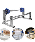 Manual Film Roll Holder For Cargo Wrapping, Lightweight Metal Plastic Unwinding Frame, Hand Operated Dispenser For Warehouse Storage, Stable, Easy Reel Changes, Keeps Wrapping Tight And Cargo Secure Through Heavy Packing on table