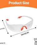 Built Dang Tough 6 Pack Safety Glasses For Work And Lab With Crystal Clear Lenses, Heavy Duty Impact Shield Against Flying Debris And Dust, Super Comfortable And Rock Solid For Chem Or Shop Use - Size and dimensions shown.