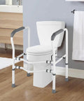 Heavy Duty Toilet Safety Rails For Seniors Standalone Grab Bars With Adjustable Height And Width Easy Install in bathroom