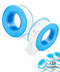 10 Pack PTFE Teflon Tape For Plumbing, Heavy Duty Thread Seal Tape For Leak Proof Water Pipes, Half Inch By 500 Inch, White