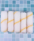 30 PCS Mini Paint Roller Sleeve Refills, High Density Foam Rollers For Wall Painting, round roller sleeves with yellow stripes.