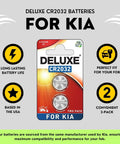 Premium Replacement Batteries For Kia Key Fob Remotes Pack Of Two, CR2032 cells in blister packaging for easy use.