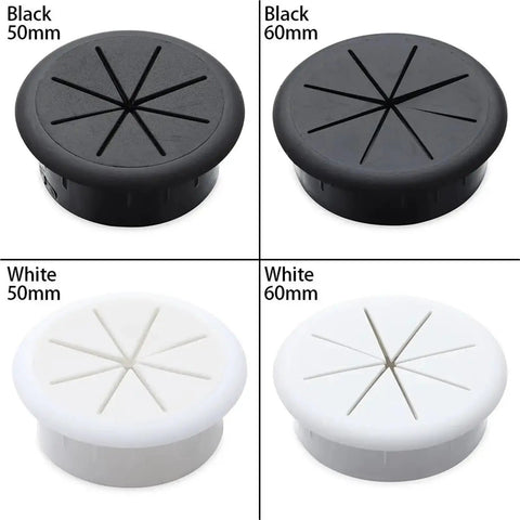 20 Pack Heavy Duty Desk Cable Grommets Kit For Cord Hole Covers With Flexible Rubber Inner Rings To Keep Wires Neat And Secure At Workstations, black and white 50mm 60mm
