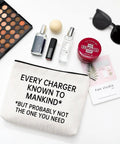 Travel Cable Organizer Pouch For Gadgets And Accessories Portable Waterproof Carry Case With Hilarious Saying visible on a flat surface