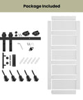 Sliding Barn Door 32 By 84 Inches White MDF With Waterproof PVC Surface 5 Panel Design hardware kit included