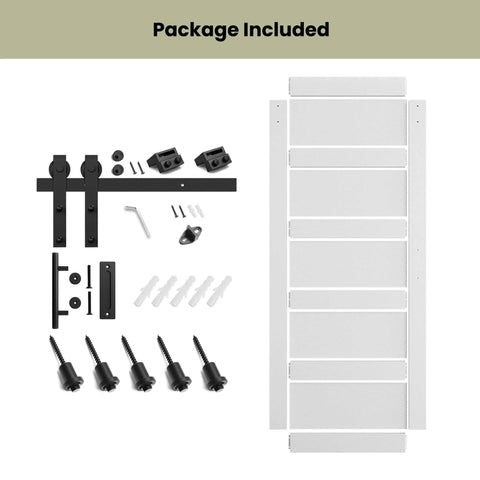 Sliding Barn Door 32 By 84 Inches White MDF With Waterproof PVC Surface 5 Panel Design hardware kit included