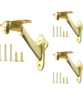 3 Pack Wooden Stair Handrail Brackets Champagne Brass Finish, Low Profile Wall Mount Supports For Stair Rails, Durable Die Cast Construction, Easy Install Kit With Mounting Hardware Included