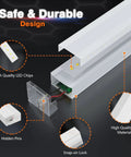 Close-up of hexagon garage light tube design, showing high quality LED chips and materials, from Hexagon Garage Light Tubes 2 Pack 7W LED Hexagon Tube Lights For Warehouse, Car Detailing Shop, Exhibition Hall, Gym And Workshop, Durable Crystal Clear Fire Resistant Plastic Construction.