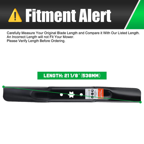 42 Inch Mower Blades Replacement For 942-04308 942-04308A 942-04312 Heavy Duty High Lift, showing length and 6-star hole