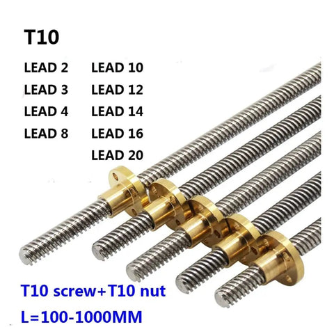 Premium T10 Lead Screw Crafted From 304 Stainless Steel With Heavy Duty Brass Nut For Slick 3D Printer Mods And Linear Motion Guide Systems Badass Smooth Operator Pro Gear 1000 Millimeters Long