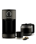 12 Cup Coffee Maker With Glass Carafe, Auto Start 24 Hour Programmable, Drip Free Pour, Black Stainless Finish on counter