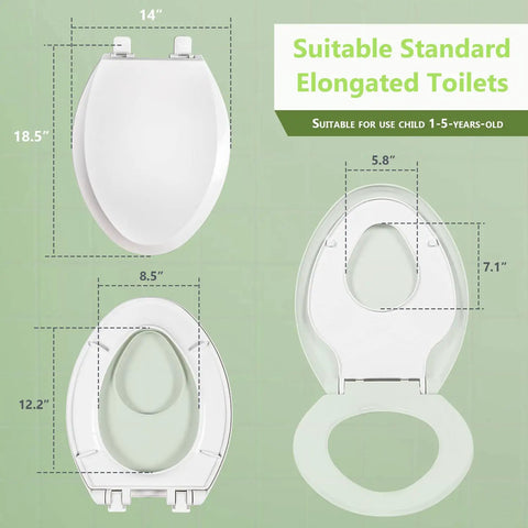Elongated Toilet Seat With Built In Toddler Seat Slow Close Fits Adult And Child Potty Training Ready Magnetic Kids Seat