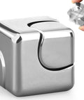 Multimode Fidget Cube Spinner 2 In 1 Gyro Metal Desk Gadget For Focus And Relaxation, portable sensory EDC toy in silver.