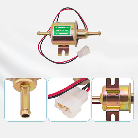 Universal 12V Inline Electric Fuel Pump Low Pressure 2.5 To 4 PSI For Gasoline Or Diesel Engines With Metal Construction