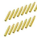 Gold Brass M4 Hex Standoff Spacers 41mm Total Length Male to Female Threaded Pillars Pack of 15 for Drones Quadcopters PCBs and Computer Projects for Hobbyist RC Drones Hobby Electronics and Maker Projects, brass spacers arranged on white