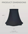 Black Fancy Square Bell Lamp Shade 5 X 12 X 9 Point 75 With Hand Tailored Silk Type Shantung Fabric dimensions