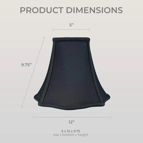 Black Fancy Square Bell Lamp Shade 5 X 12 X 9 Point 75 With Hand Tailored Silk Type Shantung Fabric dimensions