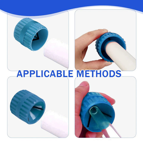Pipe And Tubing Reamer Deburring Tool For PVC PPR Copper Brass Aluminum Tubes Inner Outer Chamfer Cutter Pro Grade Durable Alloy Steel Body Blue Heavy Duty Build For Tough Jobs in use