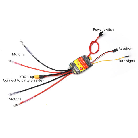 Dual 30A Brushed ESCs For 2 To 6S RC Vehicles Bidirectional Control With PWM Input And Superior Heat Dissipation Wiring Diagram