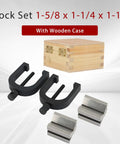 Heavy Duty Hardened Steel V Block With Clamp Set For Machinists Built Tough Pro Grade For Precise 0.0002 Inch 90 Degree Angles And Square Workpieces 1 5/8 By 1 1/4 By 1 1/4 Multi Use Gauge In Wooden Case