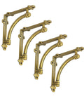 Gold Cast Iron Shelf Brackets Set Of Four, Heavy Duty Half Round Decorative Mounting Brackets, 5.5 By 1.2 By 5.5 Inches