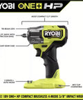 Brushless Eighteen Volt Cordless Impact Wrench Delivers Tough As Nails Torque For Tight Spaces with 3/8" anvil and tri-beam lights.