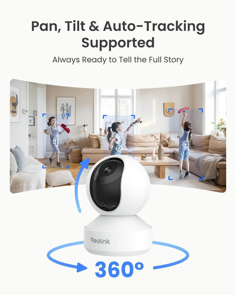 4K Ultra HD Pan And Tilt Indoor Security Camera With Dual Band WiFi 6 3X Optical Zoom Auto Tracking People And Pet Detection Crying Sound Detection Privacy Mode Bluetooth Setup E1 Zoom White