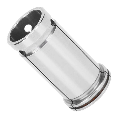 Straight Shank Collet C32 20 for CNC Router and Lathe Tools with chamfered inner hole and precision build, angled view.