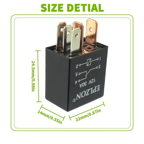 5 Pin 12V SPDT Relay 30A Waterproof High Performance Multi Purpose Auto Universal Replacement Pack Of 4 For Stable Electrical Switching In Cars Trucks Marine And RVs, 24.5x22x14mm