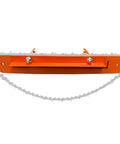 Rock Solid Chainsaw Filing Vise For Fast Safe Sharpening With A Secure Clamp Universal Fit And Durable Steel Construction 17.5 Inch Bar Length Bench Mount Or Portable Saw Tool orange steel chainsaw filing vise with clamped chain