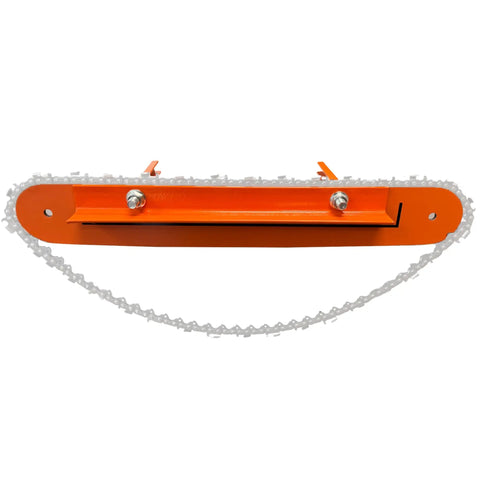 Rock Solid Chainsaw Filing Vise For Fast Safe Sharpening With A Secure Clamp Universal Fit And Durable Steel Construction 17.5 Inch Bar Length Bench Mount Or Portable Saw Tool orange steel chainsaw filing vise with clamped chain