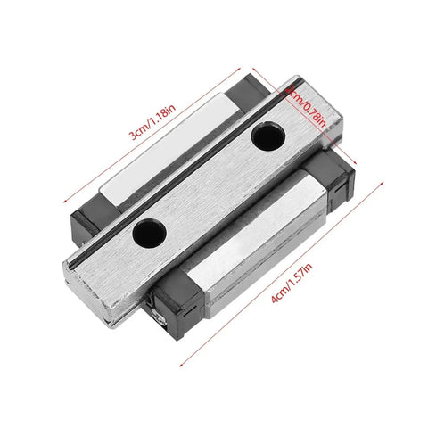 9mm Wide Linear Rail Block And Sliding Carriage For Precise Smooth Motion Durable Metal Guide With Integrated Body And Ready Mounting Holes For Easy Positioning Heavy Duty Repetitive Industrial Machinery And Tools, 3cm x 4cm