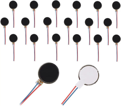 Twenty Pieces 10x3mm DC 3V Micro Flat Coin Vibration Motors For Mobile Phones Tablets Pagers And Home Gadgets With 50mm Cable Length