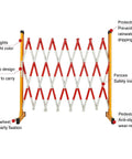 Expandable Retractable Traffic Fence Heavy Duty Safety Barrier for Construction Sites, red and white collapsible gate details.
