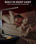 LED Desk Lamp With Wireless Charger And USB Port, Touch Control Table Lamp With Clock Date Temperature Alarm And LCD Display next to sleeping person
