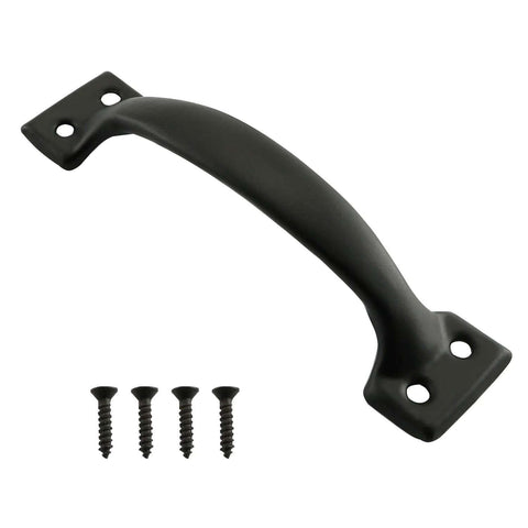 10 Pack 99mm Black Iron Door Handle Pulls With Screws For Doors And Drawers Vintage Surface Mount Hardware For Barn Doors
