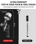 Mini Hvlp Spray Gun With Dual Nozzles And Disposable Paint Cups Top Shelf Automotive Touch Up Sprayer compared to a marker pen for size.