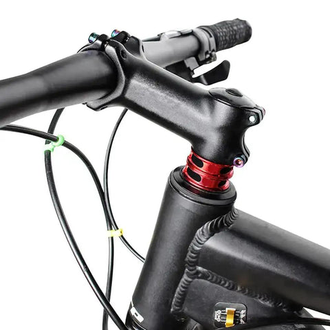 1-1/8 Inch Threadless Bike Headset Kit For MTB BMX Road Bikes - Aluminum Bearing System With Red Spacer on Handlebar