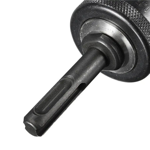 Close-up of Go-To Quick Change Drill Chuck Adapter With SDS Plus Shank For Hammer Converter Converts Your Impact Driver Into Full On Drill Mode.