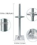 Heavy Duty Adjustable Leveling Jacks With Reinforced Galvanized Steel Base Plate For Rv Trailers And Travel Trailers built solid 18-1/4in length