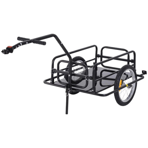 Foldable Bike Cargo Trailer With Hitch Tow-Behind Wagon, 88 Lb Capacity, Black Utility Cart For Groceries, Gear And Outdoor Haulin